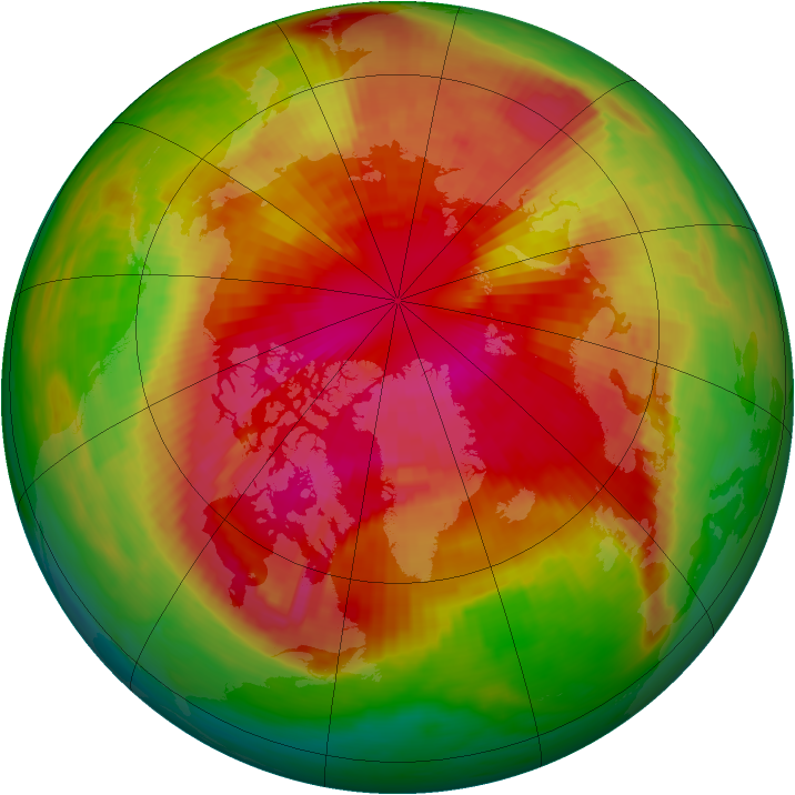 Arctic ozone map for 17 March 1989